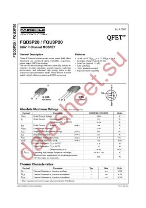 FQU3P20TU datasheet  